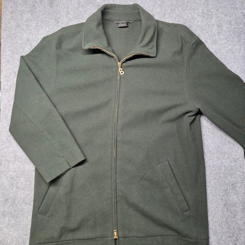 Bogner Virgin Wool Cashmere Full Zip Jacket Green 1850-163 Size 38 Mens